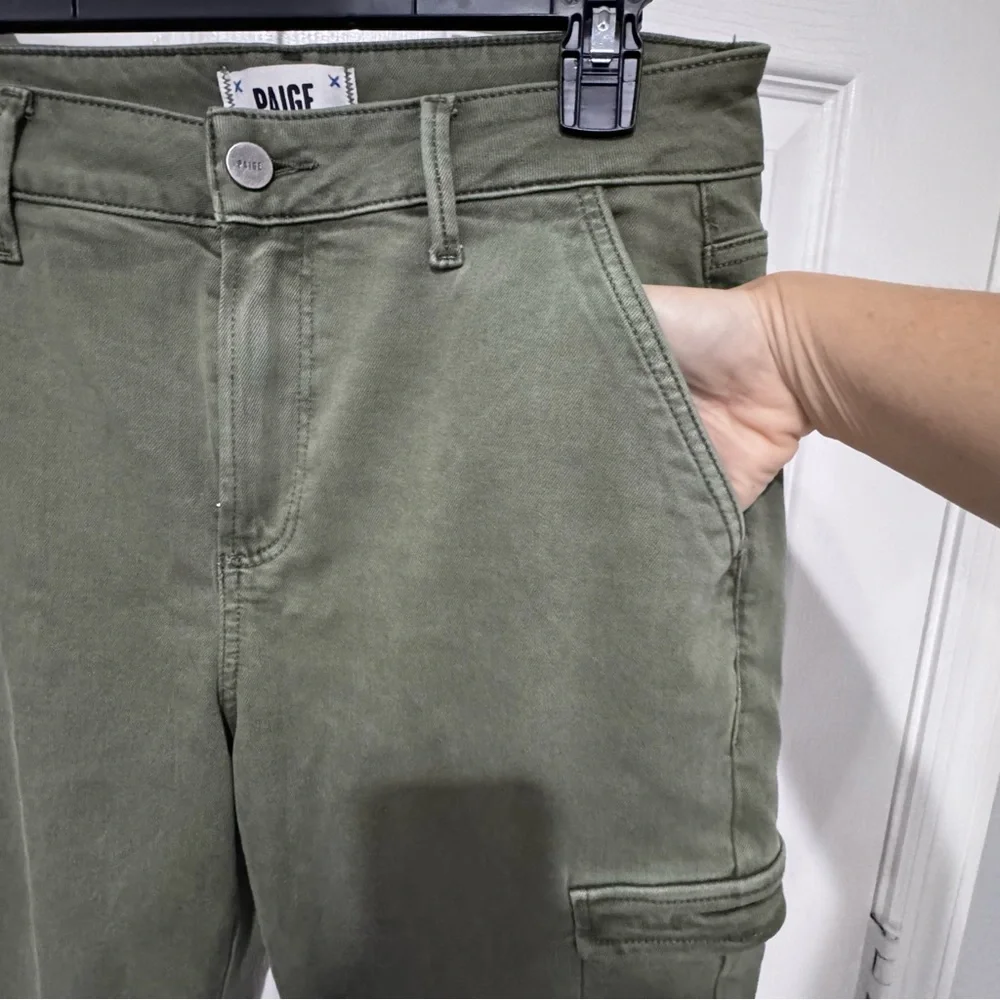 PAIGE Green Cargo Pants 29 Olive Skinny Ankle Utility Stretch‎ Jeans